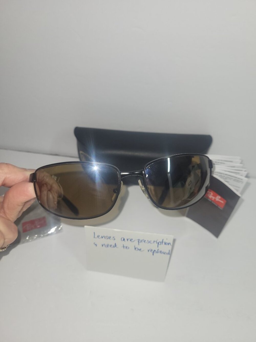 Ray-Ban RB3254 006 Sunglasses Black Frames Only Wrap Metal 61-16 Italy w/Case